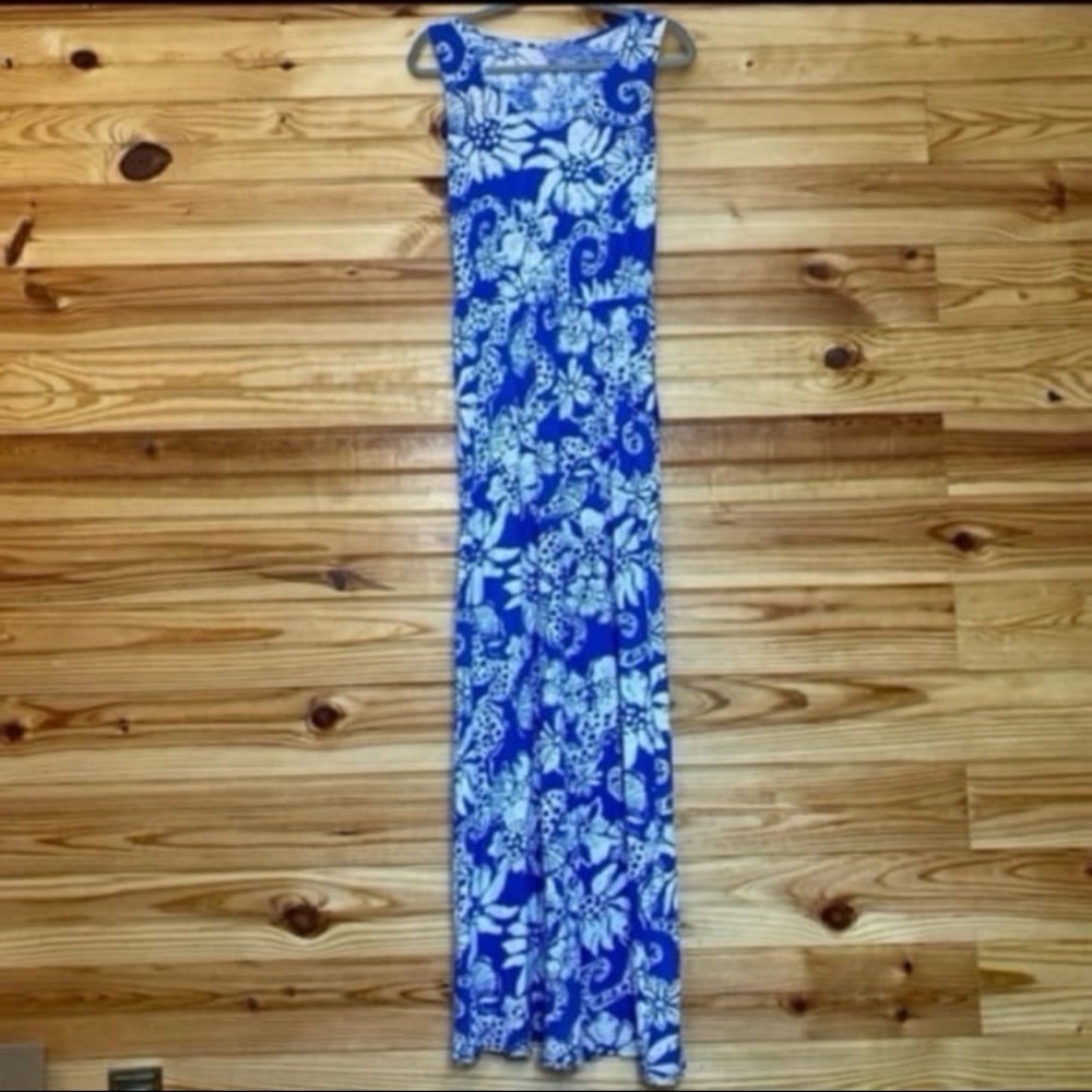 Lilly Pulitzer Mills Maxi in Deep Sea Blue Quahog Chowdah Racerback Dress small